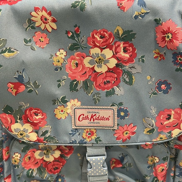 Original Cath Kidston London Backpack Bag Floral Flower Rose Print Adjustable - Picture 2 of 11